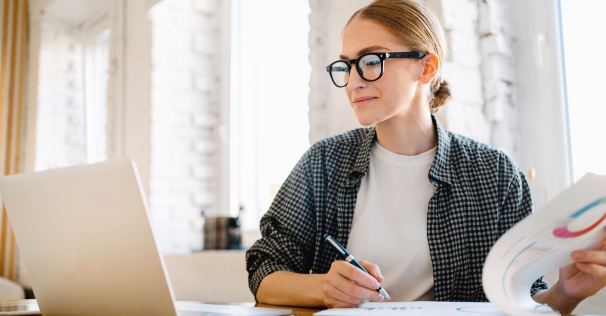 female professional look at data